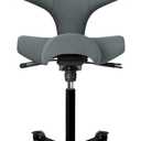 HAG Capisco Sit to Stand Chair-Black Frame-Upholstered Dark Gray, 29 inches x 29 inches x 37.5 inches