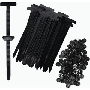 2 x 2026 Upgraded Nylon Universal Cable Tie Buckle For Car, UV Resistant Black Zipties with Pin & Button Design with Pin & Button Design, for Car Daily Repair, home, Garden(50PCS)