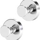 STWWO Suction Cup Hooks for Shower, Heavy Duty Towel Hooks for Walls No Damage, Modern Shower Suction Hooks for Kitchen Bathroom Wall, Glass, Mirror, Tile, Hanging Towels Robes, Chrome (2 Pack)