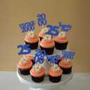2 x Gyufise 24Pcs 25th Birthday Cupcake Toppers Glitter Twenty-five Vintage 2000 Cheers to 25 Cupcake Picks Birthday Cake Decorations for Happy 25th Anniversary Party Supplies Deep Blue