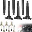 Ignition Coil & Spark Plug Kits UF487 Compatible with Toyota Lexus 3.5L V6, Sienna, Camry, RX350 ES350, Highlander, Replaces# 90919-02255, Set of 6