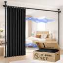 Room Divider Curtain Set-No Drilling Curtain Rod Set, Room Divider Wall for Partition Room Dividers, Bedroom Divider Black-100 W x 84" L(Pack of 1)
