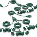 Kingdder 2 Pack 50 ft Christmas Extension Cord 1 to 3 Splitter Extension Cord 6 Prong Plug with 3 Extended Outlets and Weatherproof Covers for Outdoor Indoor Christmas Connect Extend String Lights