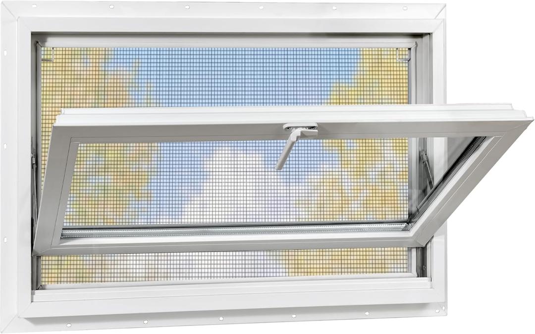 Vinyl Basement Hopper Window, Bathroom Window 32" x 24" White