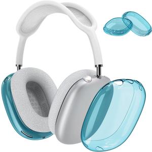 2 x Case Cover for AirPods Max Headphones, Clear Soft TPU Earcup Cover for AirPods Max, Anti-Scratch Transparent Accessories Skin Protector for Apple AirPods Max (Clear Blue-MT1)
