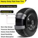 12'' Flat Free Tires Rubber Replacement Solid Tire, 2.1" Offset Hub Wheel Assemblies for Garden Cart Wheelbarrow, 3.5" Wide Polyurethane Tires with 5/8 Inch Axle Bore Hole (410/350-6)