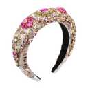 Luxury Baroque Big Wide Crystal Headband for Women Pearl Rhinestone Bead Decorative Hairband Jeweled Head Hoop Party Accessories (HDDY1077-pink)