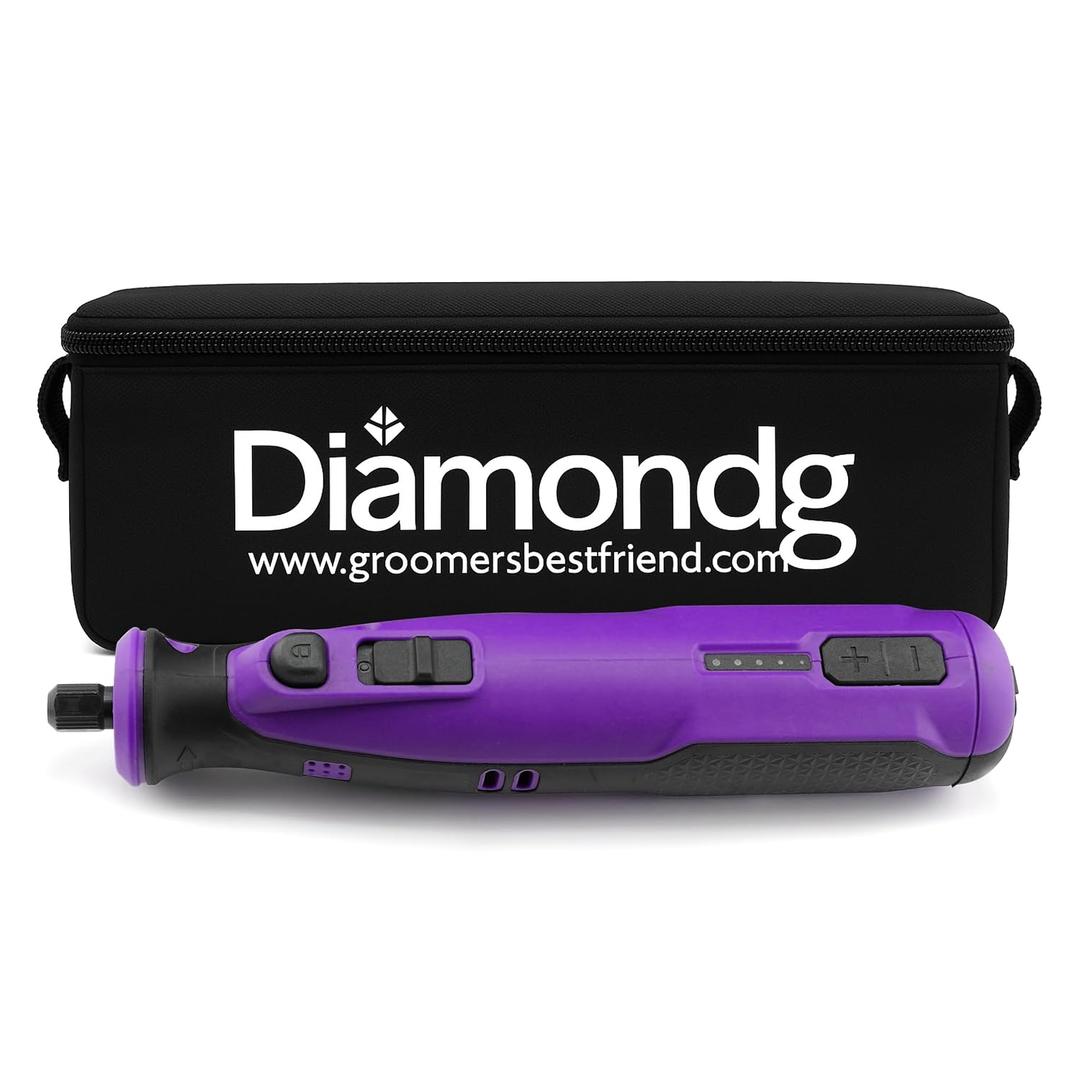 Diamondg Cordless Dog Nail Grinder with Quiet Sound & LED Tip for Large & Small Dogs, 4hrs. Runtime - Electric Dog Nail Trimmer, Heavy Duty Rotary Tool Alternative to Toenail Clippers & Filers
