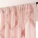 Blush Ruffle Diamond Fabric Curtain for Windows with Rod Pocket, 51 x 84 Inch, 2 Panels
