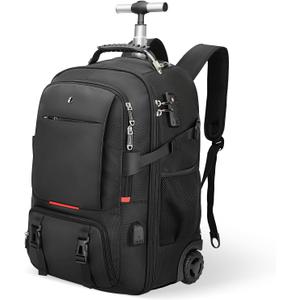 Vacuum Rolling Backpack,50L Roller Travel Laptop Backpack with Anti-Theft,rolling backpack for travel,Water-Resistant Carry-On Luggage,Business and Commuting (C)