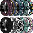 ShuyYo 20mm Soft Nylon Replacement Band Compatible with Samsung Galaxy Watch Active 2 44mm 40mm/Galaxy Watch 5 Pro 45mm/Galaxy Watch 5/Galaxy Watch 42mm/Galaxy Watch 4 Classic 42mm 46mm/Gear Sport (White leopard+Black+Color stripe+Green arrow+Bohemia blue+Bohemia red+Bohemia green+Bohemia purple+Color rhombus+Black white rhombus)