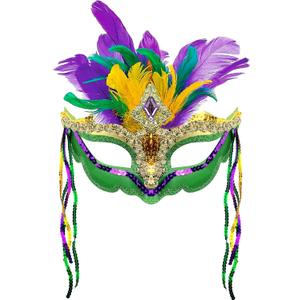 Wittocs Mardi Gras Mask with Feathers Women Feather Masquerade Masks Halloween Cosplay Costumes Venetian Party Halloween Costumes Party Favors
