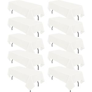 10 Pack Ivory Tablecloths for 8ft Rectangle Tables 60 x 126 Inch - Polyester Table Cover Stain and Wrinkle Resistant Washable Fabric Table Clothes for Wedding Party Banquet Reception Restaurant