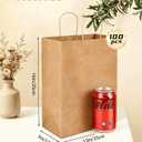 100-Pack Large Kraft Paper Bags 10"x5"x13" (25x13x33 cm), Brown with Handles, Ideal for Retail, Wedding Favors, Party Gifts, Boutiques, Bakeries, and Business Events