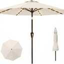 11FT Solar Lighted Patio Umbrella, Outdoor Table Market Umbrellas with Crank Lift, 32 LED Lights, 8 Sturdy Ribs, UV-Resistant for Deck, Garden, Pool