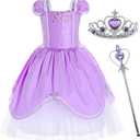 Princess Costume Birthday Party Dress for Girls (Fit Heights 40", Purple 24)