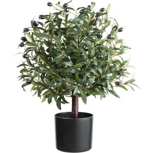 25" Tall Artificial Olive Topiary Ball Tree with Leaves and Fruits, Olive Boxwood Topiary Ball Potted Bushes UV Resistant Potted Plants for Indoor Outdoor Home Garden