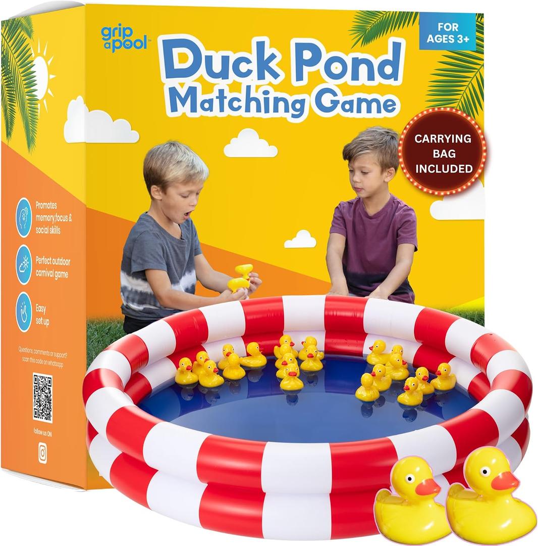 Duck Pond Matching Carnival Game, Outdoor Games for Kids Birthday Party Field Day Fun Activities for Kids 4-8, 3-5 - Outdoor Water Toys and Games for Backyard, Memory Game, Easter Gift Summer Toy