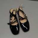 Women's Patent Leather Low Block Heel Mary Jane Sandals with Adjustable Ankle Straps Closed Square Toe Slingback Chunky Heel Pumps for Daily Work Prom Evening Dating (7, Black)