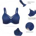 Minimizer Bras for Women Full Coverage Womens T-Shirt Unlined Bra with Underwire for Heavy Breast ((46) 46DD, Navy Blue)