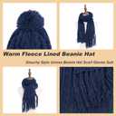 MissShorthair Womens Beanie Winter Hats 3 in 1 Knit Warm Hat Gloves and Scarf Set Women Scarves for Cold Weather (Blue)