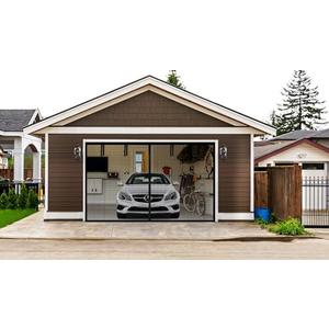 LONGEAS Garage Door Screen 1 Car 12x8ft Magnetic Closure Heavy Duty Weighted Bottom Garage Screen Door,Upgraded PET Mesh Stronger Than Fiberglass and Polyester,Hands Free,Keep Pesky Animals Out