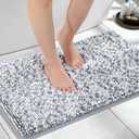 Yimobra Chenille Bathroom Rugs, 28x17.5, Extra Soft Bath Mats for Bathroom Non Slip, Fluffy Plush Luxury Shower Mat Outside, Water Absorbent, Machine Washable, Light Gray & Dark Gray