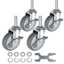 Finnhomy Caster Wheels 3 Inch Set of 4 Heavy Duty Threaded Stem Casters 1/2"-13x1-1/2 Swivel Rubber Industrial Castors Locking Wheels for Wire Shelving/Furniture/Carts Load Bearing 720 Lbs Gray