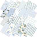 Tudomro 100 Pcs Blue Floral Fabric Squares Bundles 10 x 10 Inch Cotton Hydrangea Quilting Fabric Blue Spring Flower Fat Quarters Printed Cloth Quilt Patchwork Material for Sewing DIY Crafts Supplies