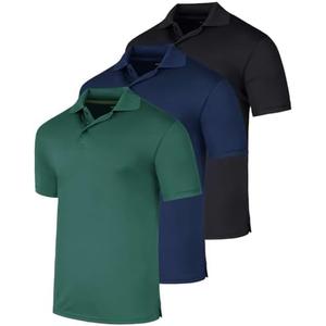 Real Essentials: Men's Short Sleeve Golf Polo Casual Workout Sports Cool Moisture Wicking Collared Shirt ,Medium