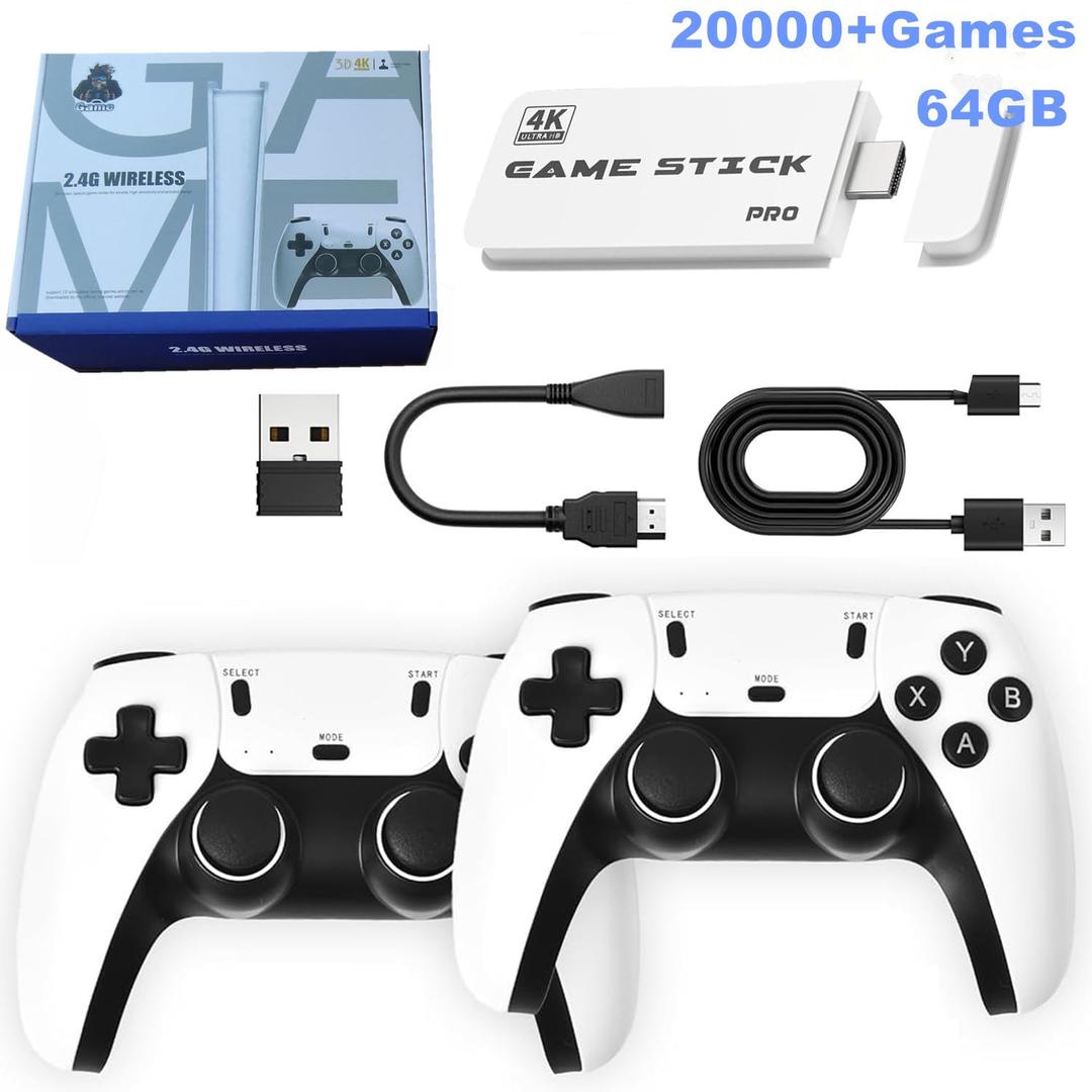 Upgrade M15 Retro Game Stick Pro, 64GB/128GB Storage, Retro Gaming Console with Wireless Controller, Plug & Play for TV PC, Supports Multiple-Open-source Emulator Platform (128, GB)