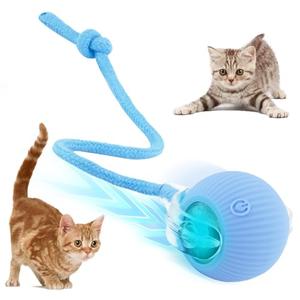 Pack of 2, LELEAN Automatic Rollie Cat Speedy Tail 2.0 Chase Ball Toy - Smart Interactive Pet Toy with 360° Rotating Motion, Rechargeable & Auto-Rolling Electric Ball for Indoor Cats(Blue)