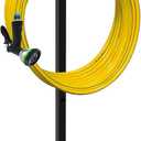Artigarden Freestanding Garden Hose Holder Hanger, Outdoor Heavy Duty Metal Water Hose Storage Holders Stand Organizer Rack Detachable Stake, Holds 150 Ft of Hoses for Outside Lawn Yard, Black
