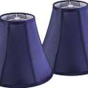 GO&SO Set of 2 Blue Bell Lamp Shades 6" Top x 13" Bottom x 10.6" High(Spider) Medium Lamp Shade, Traditional Fabric Lamp Shade for Table Lamp,Floor Lamp,Side Ribbing Hand Crafted Replacement Lampshade (2 PCS-6" x13" x 10.6", Blue-Natural faux silk)