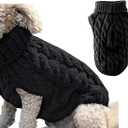 Winmany Pet Dog Turtleneck Knitting Sweater Coat Winter Warmer Thickening Pullover Knitwear Crochet Coat Clothes for Dog Cat (Large, Black)