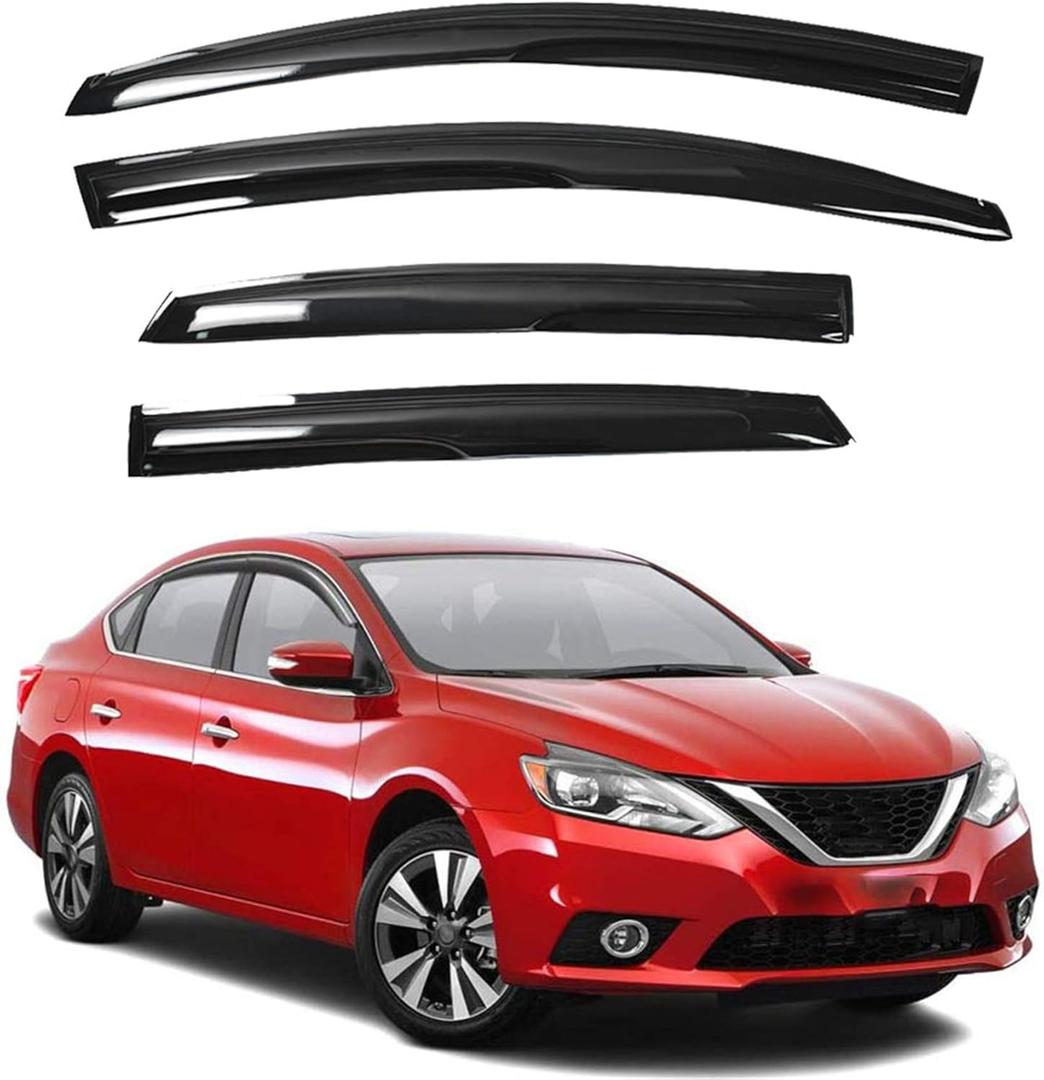 munirater Window Visors Rain Guard Wind Vent Shade Deflector Replacement for 2013-2019 Nissan Sentra Sedan 4-Piece Set Black