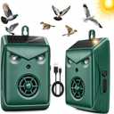 2026 Upgraded Solar Ultrasonic Bird Repellent Devices Outdoor,2 Pcs Woodpecker Deterrent for House,USB Charging & Waterproof Goose Pigeon Bird Deterrents for Outside,Birds Repeller for Garden Orchard