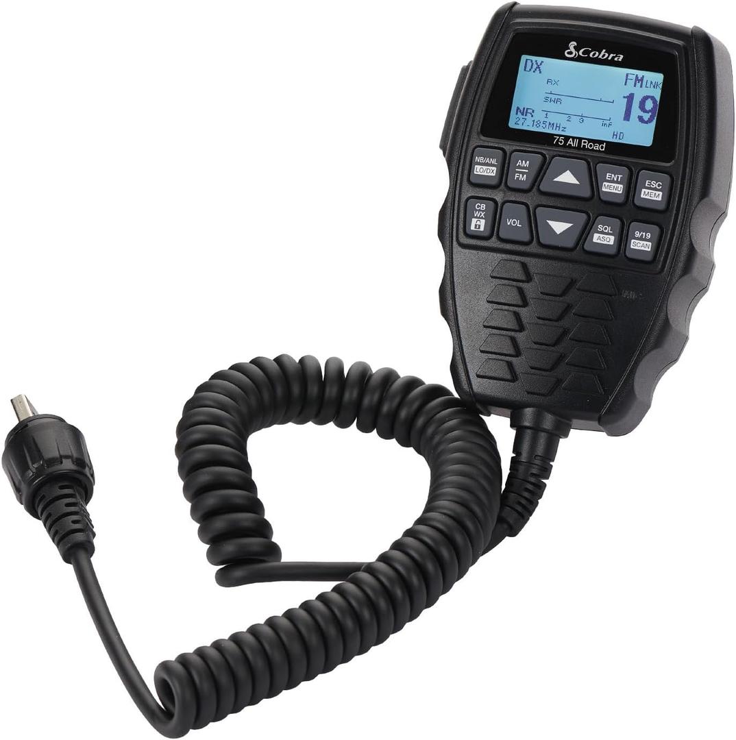 Cobra 75 All Road CB Radio Wireless Microphone with Bluetooth Connectivity - AM/FM, Waterproof, Pack of 1