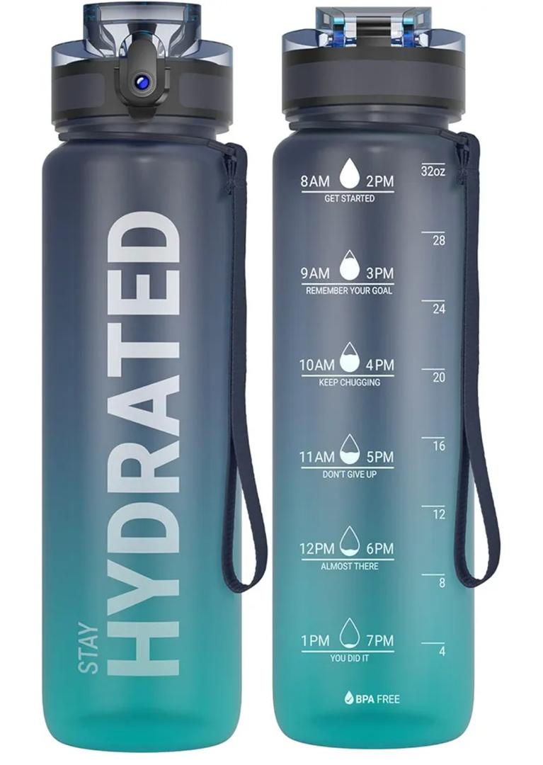 Sahara Sailor Water Bottle, 32 Durable and Leakproof Water Bottles Motivational with Time Marker, Tritan, BPA Free, Wide Mouth with Easy Clean Brush for Gym, Travel, School, Office (2 Bottle)