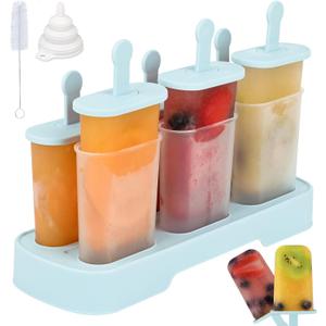 WMKGG Popsicles Molds Set, 6 PCS Ice Pop Mold,Homemade Ice Cream Mould with Sticks, Popsicle Maker(Blue)