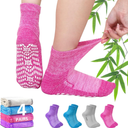 Hellomamma Bamboo Viscose Diabetic Socks: Men&Women Non-Slip Grippy Wide Cuff Ankle Sock for Seniors Neuropathy Pain Relief