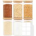 GIRAFFYCO Square Borosilicate Glass Storage Jars, 6 Pack, 25 oz/750 ml