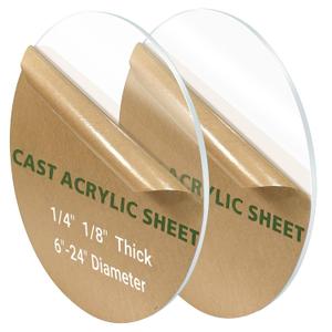 2 Pieces 1/8" Round Plexiglass Sheet, 12 Inch Diameter Clear Acrylic Circle, Round Cake Disk Acrylic Sheet, Plexiglass Table Top, Acrylic Backdrop