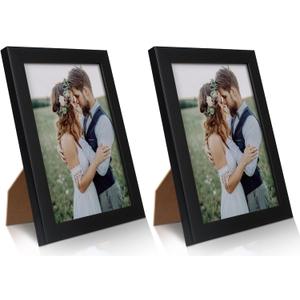 PECULA 2 Pack 5x7 Picture Frame, Black Picture Frame for Wall and Tabletop Display, Resistant Plastic Photo with Clear Plexiglass for Vertical or Horizontal Display