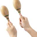 Musfunny Maracas Hand Percussion Rattles,Beech Wood Material Rumba Shakers with Clear and Professional Sounds Musical Instrument for Party,Games (Natural)