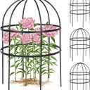 4 Pcs Jardin Bird Cage Plant Support 24" H Large Sturdy Grow-Through Flower Support Peony Cage Climbing Plant Support Trellis Sculptural Garden Decor for Perennial Flowers (Black)