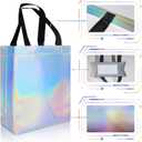 18 Pcs Glossy Iridescent Small Gift Bags Bulk, 8x3.9x9.8 In Non-woven Party Bags for Present with Sturdy Bases for Birthday, Wedding, Easter, Party, Holiday