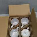 famiware Coffee Mug Set for 4, Star 12 oz Catering Mugs Cup Set with Handle for Coffee, Tea, Cocoa, Milk - Ceramic Stoneware Drinkware Set, Cappuccino White