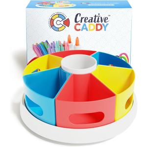 Rotating Art Supply Organizer for Kids, Crayon Caddy for Kids Desk or Pencil and Marker Holder for Teachers, Classroom Arts and Crafts and Homeschool School Supplies Storage