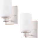 2 Pack Bath Vanity Light Fixture, Modern Indoor Wall Scone Lighting with Opal White Glass Shade, White Gold Wall Lamps